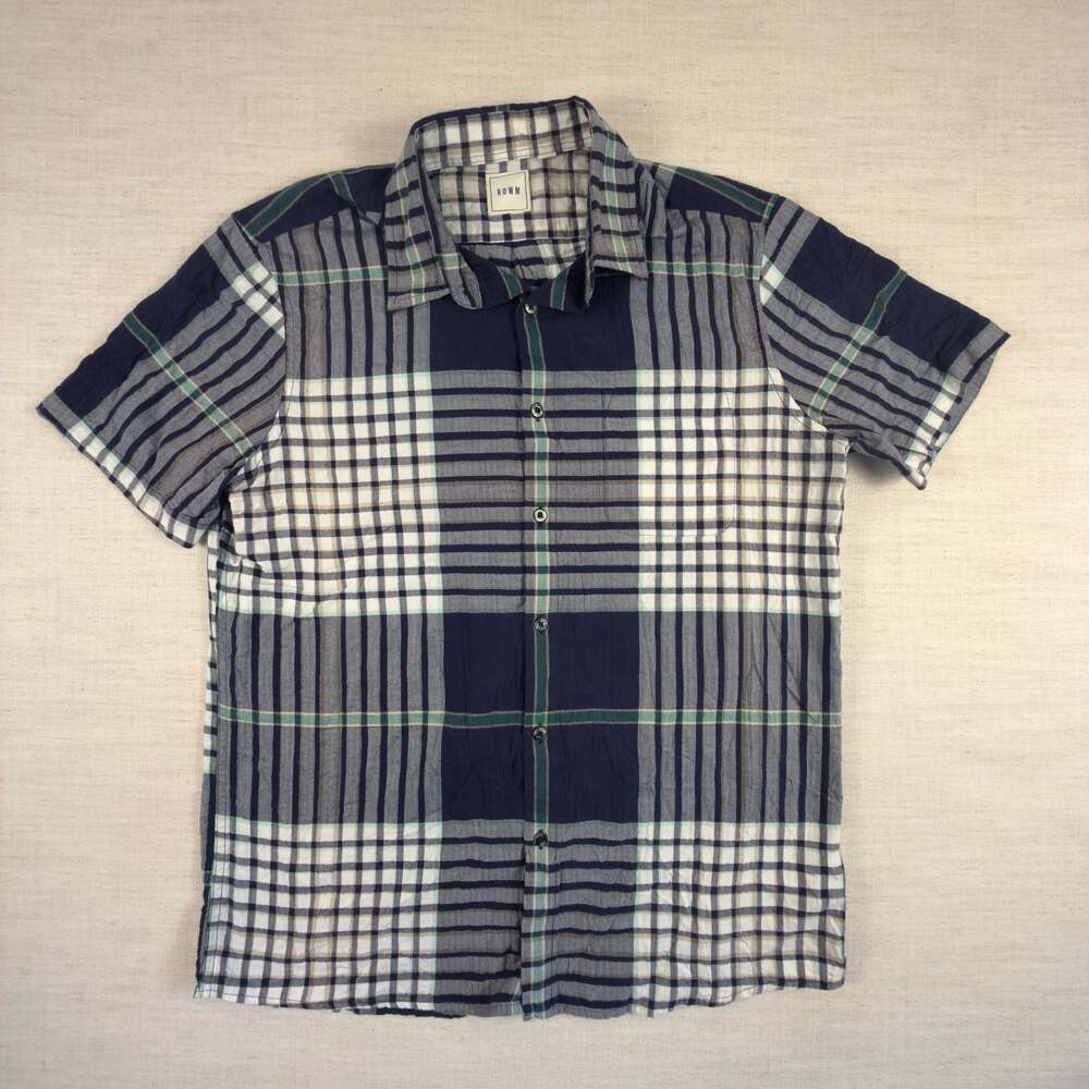 ROWM Men's Short Sleeve Plaid Button Down‎ Shirt